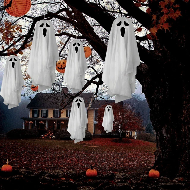 Main image of Halloween Decorations outdoor/indoor-6pcs Hanging Ghost Decor with Light,Halloween Ornaments,Hallowee n Decor for Porch,Tree,Yard,Window,Garden