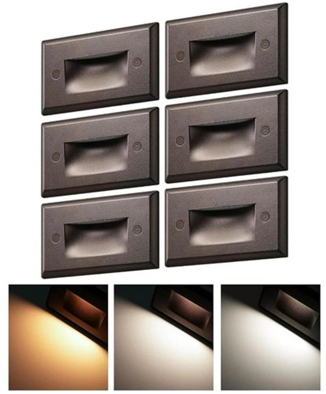Main image of 6-pack waterproof step light oil-rubber bronze Led Stair Lights, 3000k -5000K