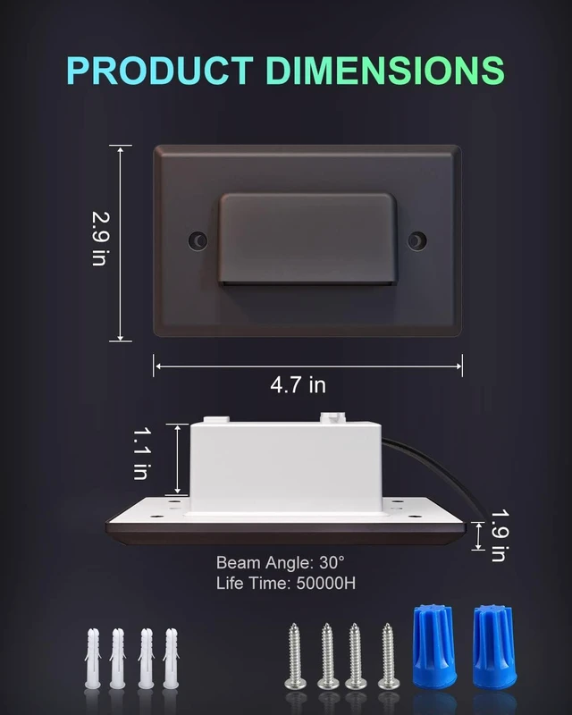Alt view image 3 of 7 - 3-Pack 120V LED Step Lights, Dimmable 2.5W Indoor Outdoor Stair Light, 150lm Landscape Lighting 3CCT Selectable 3000K-5000K, IP65 Waterproof Stairway Lighting, Oil Rubbed Bronze