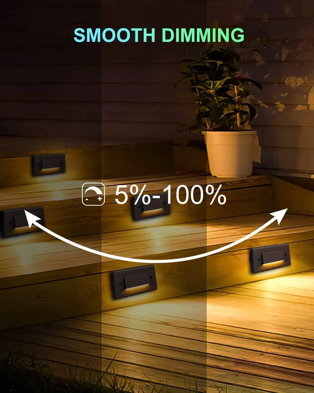 Alt view image 6 of 7 - 3-Pack 120V LED Step Lights, Dimmable 2.5W Indoor Outdoor Stair Light, 150lm Landscape Lighting 3CCT Selectable 3000K-5000K, IP65 Waterproof Stairway Lighting, Oil Rubbed Bronze
