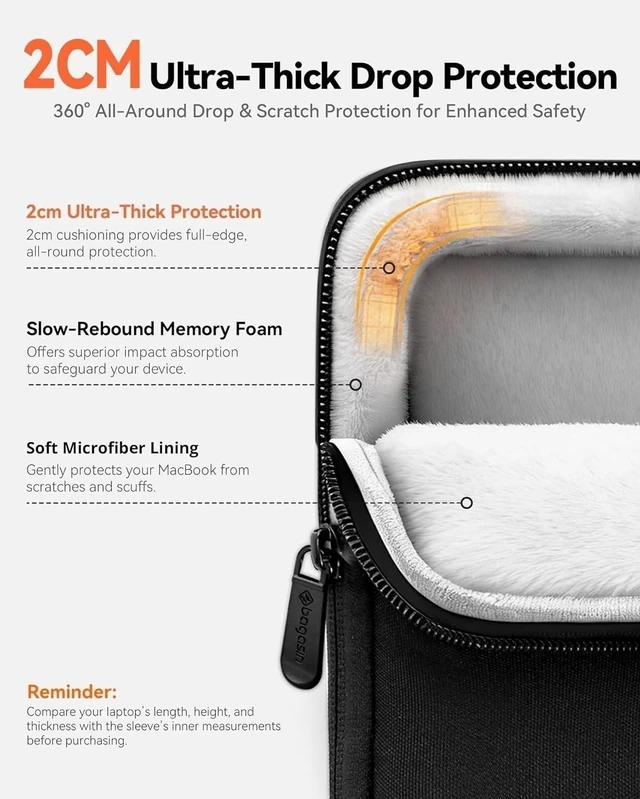 Alt view image 3 of 6 - 12.2"/14" Laptop Sleeve Case Bag For MacBook Air Pro Dell HP Soft Cover Pouch USA