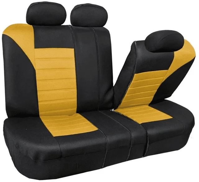 Alt view image 2 of 5 - Premium 3D Air Mesh Seat Covers with Removable Headrests - for SUV, Sedan, Van - Rear Yellow