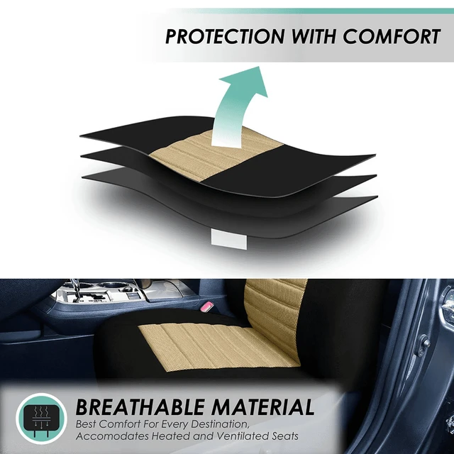 Alt view image 4 of 6 - Premium 3D Air Mesh Seat Covers with removable headrests - for SUV, Sedan, Van - Rear Beige