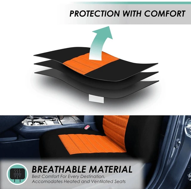 Alt view image 2 of 6 - Premium 3D Air Mesh Seat Covers with Removable Headrests - for SUV, Sedan, Van - Rear Orange