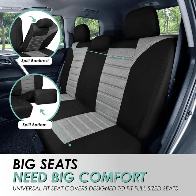Alt view image 5 of 7 - Premium 3D Air Mesh Seat Covers with Removable Headrests - for SUV, Sedan, Van - Rear Gray