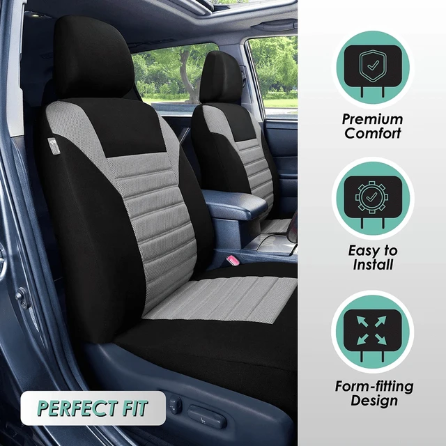 Alt view image 6 of 7 - Premium 3D Air Mesh Seat Covers with Removable Headrests - for SUV, Sedan, Van - Rear Gray