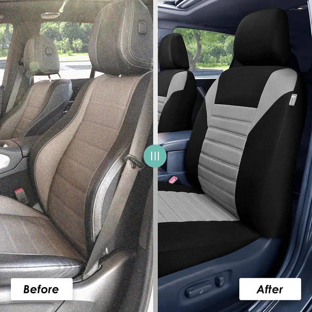 Alt view image 7 of 7 - Premium 3D Air Mesh Seat Covers with Removable Headrests - for SUV, Sedan, Van - Rear Gray