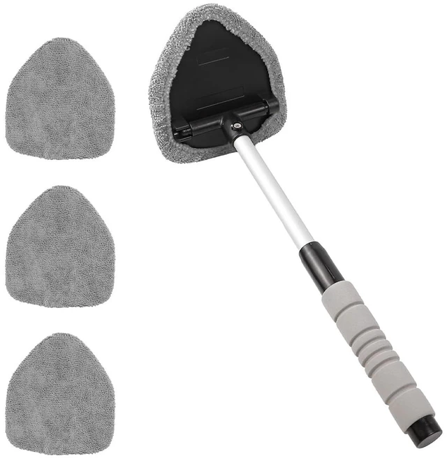 Main image of Car Windshield Cleaning Tool, Car Windshield Window Cleaner, Car Window Detailing Cleaning Kit with Extendable Handle and 4 Upgraded Reusable Microfiber Pads, Glass Wiper Brush Kit for Car&Home, Gray