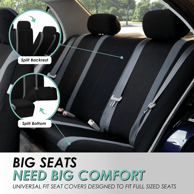 Alt view image 3 of 7 - Sports 3D Air Mesh Seat Covers with Removable Headrests - for Car, Suvs, Truck, and Vans - Rear Gray