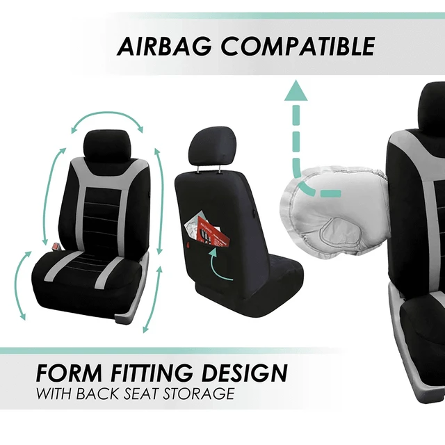 Alt view image 5 of 7 - Sports 3D Air Mesh Seat Covers with Removable Headrests - for Car, Suvs, Truck, and Vans - Rear Gray
