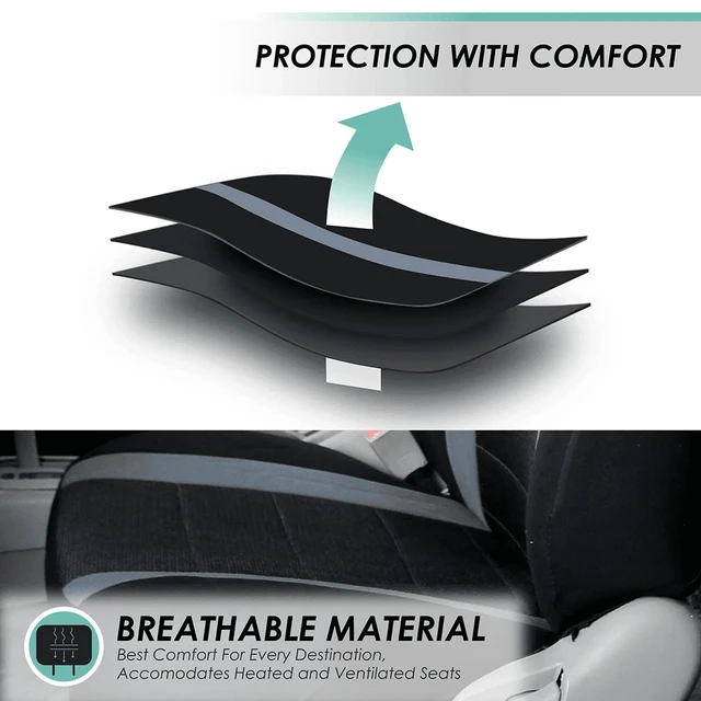 Alt view image 6 of 7 - Sports 3D Air Mesh Seat Covers with Removable Headrests - for Car, Suvs, Truck, and Vans - Rear Gray