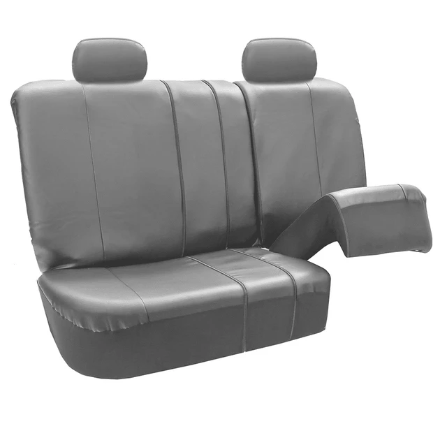 Alt view image 2 of 7 - Waterproof PU Leather Car Seat Covers - Only Compatible with Removable Headrests - for Cars, Trucks, and SUV - Rear Gray