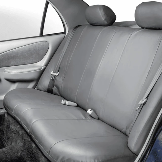 Alt view image 3 of 7 - Waterproof PU Leather Car Seat Covers - Only Compatible with Removable Headrests - for Cars, Trucks, and SUV - Rear Gray