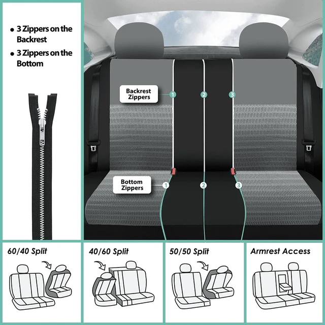 Alt view image 2 of 7 - 3D Air Mesh Seat Covers - Premium Comfort with Breathable Mesh, Universal Fit for Cars, Trucks, and SUVs - Rear Gray