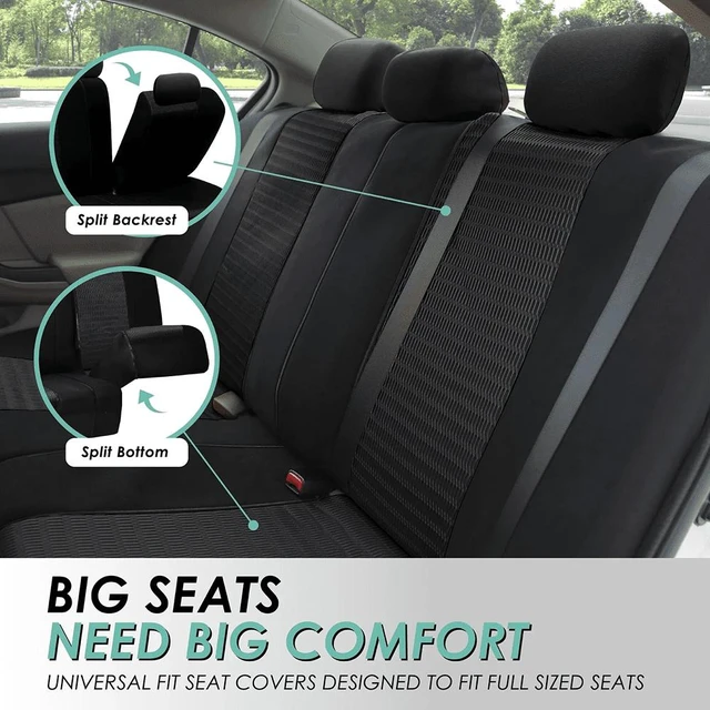 Alt view image 3 of 7 - 3D Air Mesh Seat Covers - Premium Comfort with Breathable Mesh, Universal Fit for Cars, Trucks, and SUVs - Rear Black