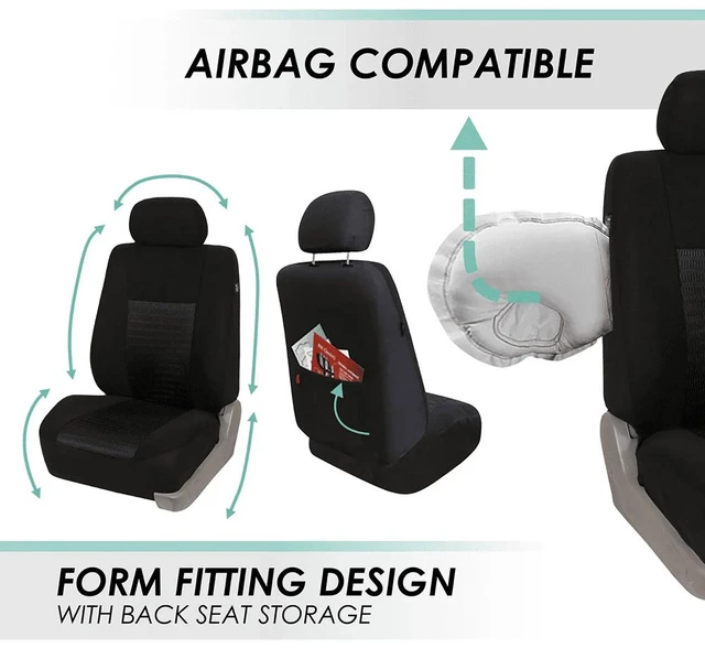 Alt view image 4 of 7 - 3D Air Mesh Seat Covers - Premium Comfort with Breathable Mesh, Universal Fit for Cars, Trucks, and SUVs - Rear Black