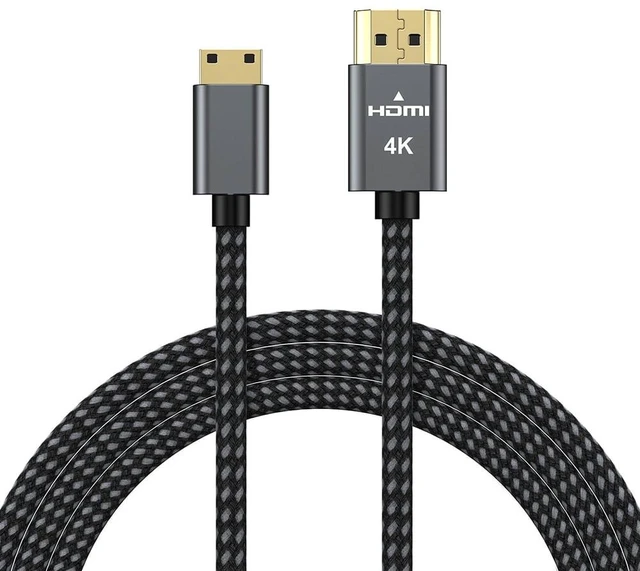 Main image of 6.6ft Mini HDMI to HDMI Cable Adapter Converter 4K UHD High Speed HD HDMI A to Mini C Braided, 60Hz HDR Ready