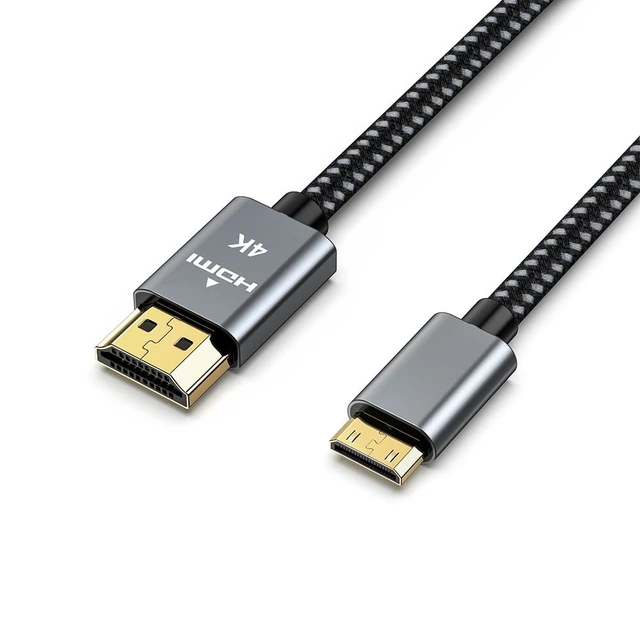 Alt view image 3 of 7 - 6.6ft Mini HDMI to HDMI Cable Adapter Converter 4K UHD High Speed HD HDMI A to Mini C Braided, 60Hz HDR Ready