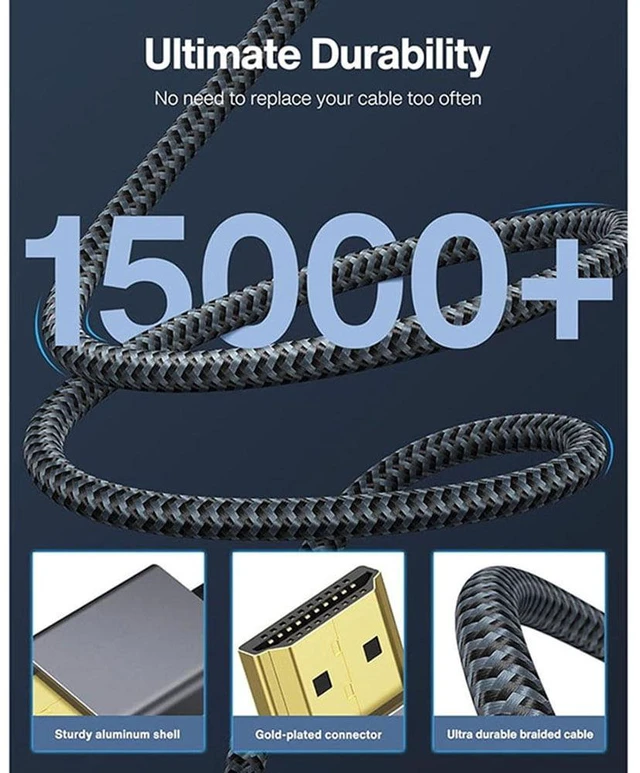 Alt view image 4 of 7 - 6.6ft Mini HDMI to HDMI Cable Adapter Converter 4K UHD High Speed HD HDMI A to Mini C Braided, 60Hz HDR Ready