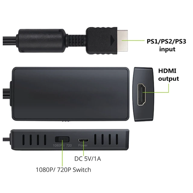 Alt view image 2 of 7 - PS2 to HDMI Converter Video Adapter HD for Play Station 1/2/3 1080P HDTV Monitor