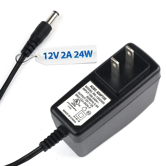 Alt view image 6 of 6 - 12V 2A Power Supply AC Adapter Replacement, Regulated 12 Volts 2000mA Cord Charger for LED Strip Light, CCTV Camera, GPS, Webcam, Router, BT Speaker DC12V Transformer