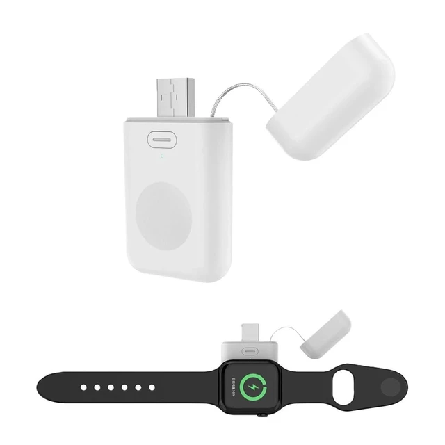 Alt view image 2 of 7 - Portable Wireless Charger for Apple Watch Series 11/10/9/8/UItra/7/6/5/4/3/2/SE, USB A Fast Wireless Charging Charger, Compact Magnetic iWatch Charger 1000mAh Power Bank Travel Accessories -White