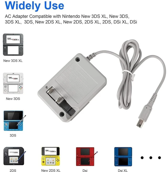 Alt view image 7 of 7 - AC Adapter DS Charging Adapter Power Plug for Nintendo DSi/ 2DS/ 3DS/ DSi XL System Grey