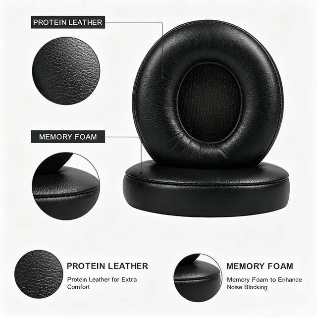Alt view image 3 of 7 - 2-Pack Replacement Ear Pads for Beats Solo 2 / Solo 3, Memory Foam Cushions Compatible with Beats by Dr. Dre Solo2 & Solo3 Wired Wireless Headphones