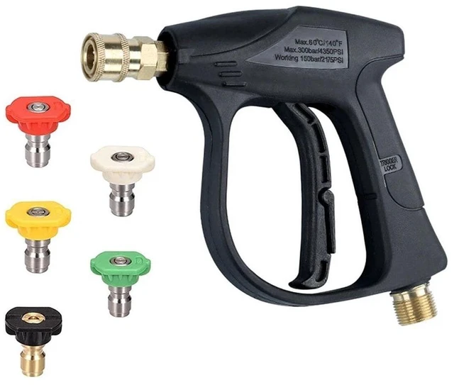 Main image of 1/4-in Brass High-Pressure Wash Gun with Quick Connect, 5-Color Multi-Angle Sprayer Nozzle, Handheld Grip, Trigger Lock Functional Car Washer Cleaner for Outdoor All-Seasons Versatile Cleaning
