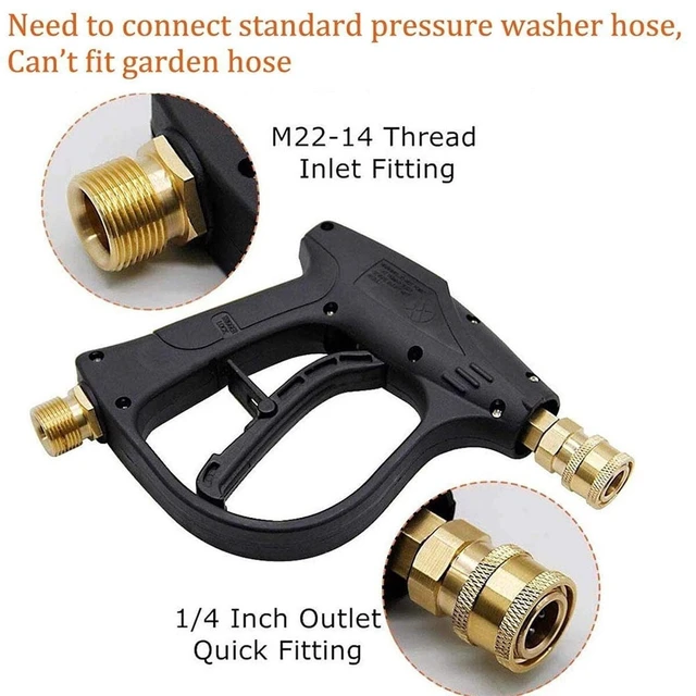 Alt view image 3 of 7 - 1/4-in Brass High-Pressure Wash Gun with Quick Connect, 5-Color Multi-Angle Sprayer Nozzle, Handheld Grip, Trigger Lock Functional Car Washer Cleaner for Outdoor All-Seasons Versatile Cleaning