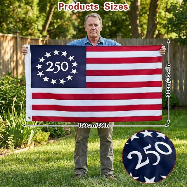 Alt view image 4 of 4 - 250 Year 3x5Ft America Flag USA 250Th Anniversary Patriotic Design 1776-2026 NEW