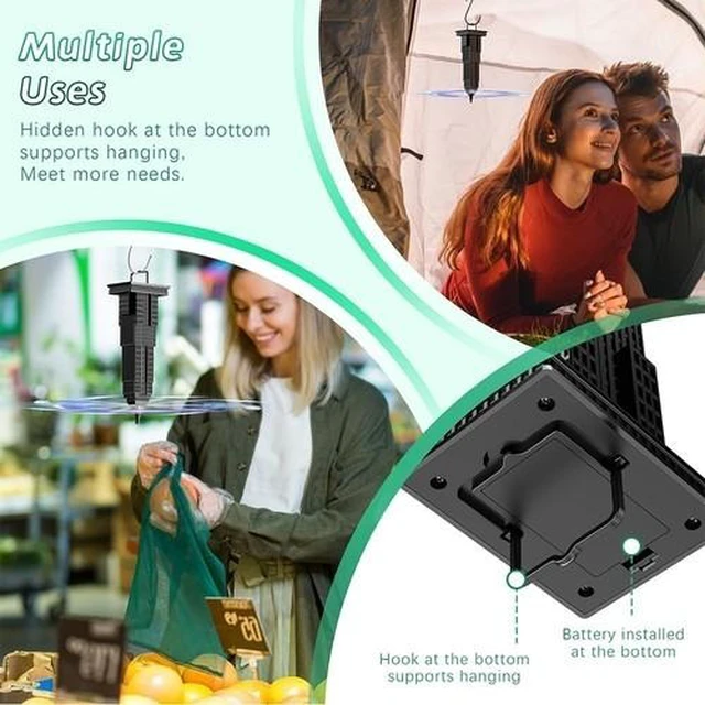 Alt view image 3 of 7 - Fly Fans for Tables, Fly Repellent Fan for Indoor/Outdoor, Food Fans to Keep Flies Away for Party, BBQ, Home, Picnics, Travel, Portable and Easy Use 3 Pack (Black)
