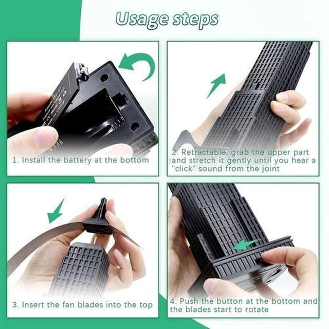 Alt view image 6 of 7 - Fly Fans for Tables, Fly Repellent Fan for Indoor/Outdoor, Food Fans to Keep Flies Away for Party, BBQ, Home, Picnics, Travel, Portable and Easy Use 3 Pack (Black)