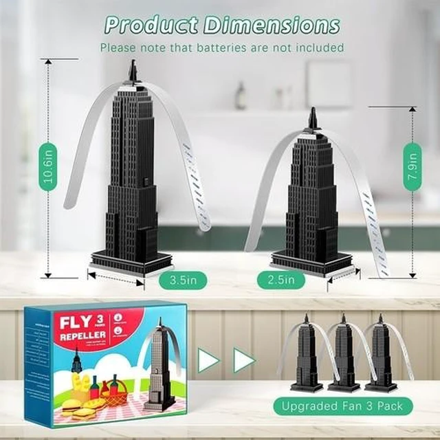 Alt view image 5 of 7 - Fly Fans for Tables, Fly Repellent Fan for Indoor/Outdoor, Food Fans to Keep Flies Away for Party, BBQ, Home, Picnics, Travel, Portable and Easy Use 3 Pack (Black)