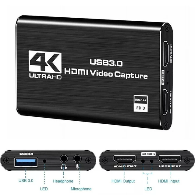 Alt view image 3 of 7 - 4K Audio Video Capture Card USB 3.0 HDMI Video Capture Device Full HD Recording