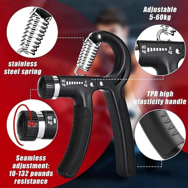 Alt view image 4 of 6 - Grip Strength Trainer 5Pack, Hand Grip Exerciser Strengthener with Adjustable Resistance 11-132 Lbs (5-60kg), Forearm Strengthener, Hand Exerciser for Muscle Building and Injury Recover