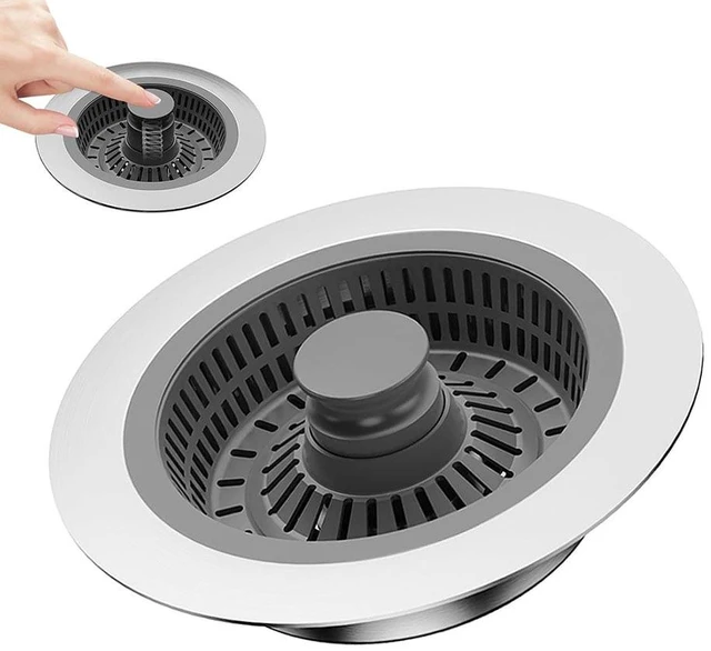 Main image of 3 in 1 Kitchen Sink Drain Strainer & Sink Stopper, Anti-Clogging Sink Food Catcher Basket, Anti-Clog & Odor-Proof Drain Filter, Fits 3-1/2 Inch Sink Drain Holes