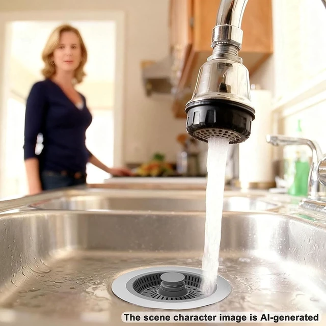 Alt view image 2 of 7 - 3 in 1 Kitchen Sink Drain Strainer & Sink Stopper, Anti-Clogging Sink Food Catcher Basket, Anti-Clog & Odor-Proof Drain Filter, Fits 3-1/2 Inch Sink Drain Holes