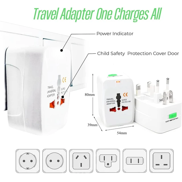 Alt view image 2 of 7 - Universal Plug Adapter - Universal Travel Adapter Extension Multi Socket Wall Charger Adapter for EU, USA, ASIA, UK and Traveling from Anywhere, Essentials Travel Accessory - White