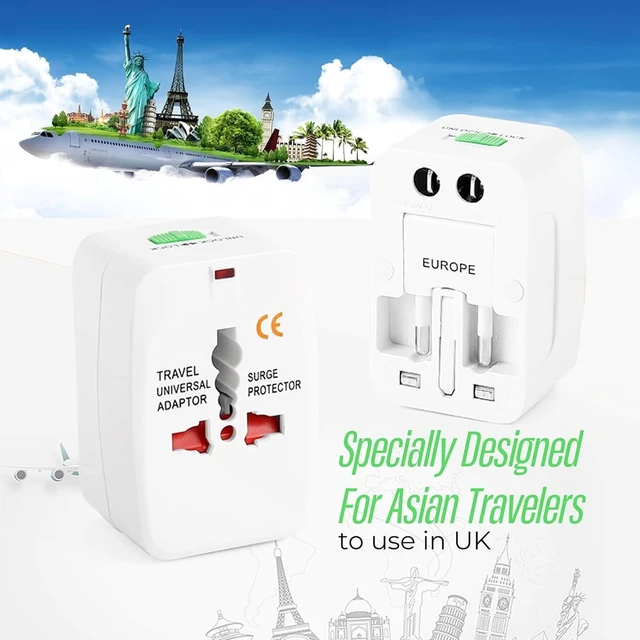 Alt view image 6 of 7 - Universal Plug Adapter - Universal Travel Adapter Extension Multi Socket Wall Charger Adapter for EU, USA, ASIA, UK and Traveling from Anywhere, Essentials Travel Accessory - White
