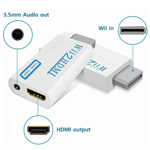 Alt view image 4 of 7 - Wii to HDMI Adapter, WII to Hdmi Converter, Connect Wii Console to HDMI Display Monitor with 3.5mm Audio Supports All Wii Display Modes