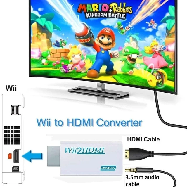 Alt view image 5 of 7 - Wii to HDMI Adapter, WII to Hdmi Converter, Connect Wii Console to HDMI Display Monitor with 3.5mm Audio Supports All Wii Display Modes