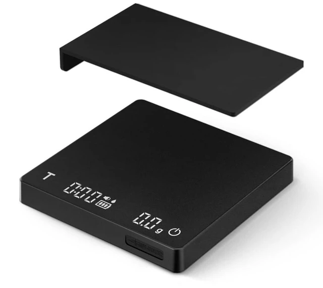 Main image of Mini coffee scale with timer, rechargeable espresso scale with gravity sensing. 2kg capacity / 0.1g precision. Ideal for espresso and pour-over coffee, portable digital kitchen scale, black