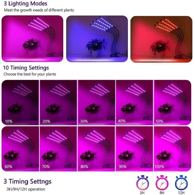 Alt view image 5 of 7 - 4 Heads Indoor Plants Full Spectrum LED Grow Light Plant Growing Lamp Light