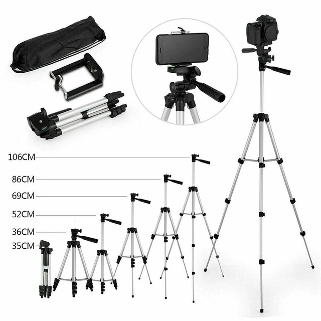 Alt view image 2 of 6 - 40-Inch Lightweight Aluminum Camera Tripod StandUniversal Travel Tripod Compatible with DSLR Cameras, Mirrorless Cameras, Camcorders, and Vlogging Setups