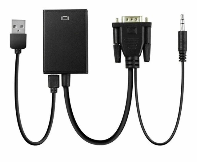Main image of VGA to HDMI Converter Cable 1080P HD Adapter with 3.5mm Audio Cable for HDTV PC Laptop TV, Black