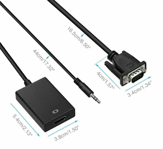 Alt view image 5 of 7 - VGA to HDMI Converter Cable 1080P HD Adapter with 3.5mm Audio Cable for HDTV PC Laptop TV, Black