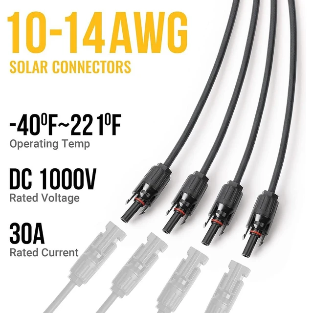Alt view image 3 of 7 - Solar Y Branch Connectors Extra Long Solar Panel Parallel Connectors 1 to 4 Solar Cable Wire Plug Tool Kit (M/FFFF and F/MMMM)