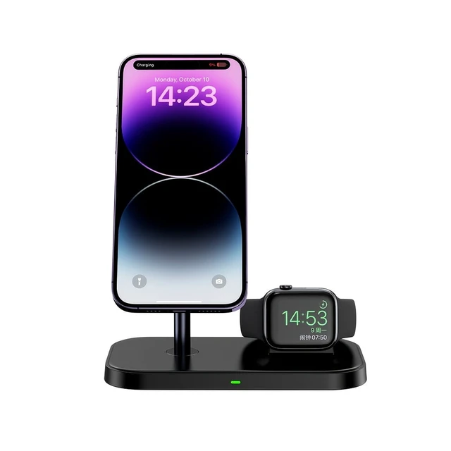 Alt view image 2 of 7 - Portable 2 In 1 Wireless Fast Charging Station For IPhone 16/15/14/13/12 Series, Airpods Pro, Fast Wireless Charger Dock For IWatch 10/9/8/7/Ultra/SE