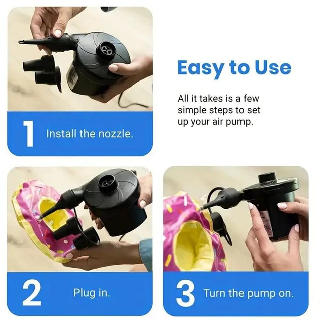 Alt view image 12 of 13 - Idealforce 12V Portable 2Way Electric Air Pump, Inflate & Deflate with Car Charger for Air Mattress, Pool Raft, Boat and Inflatables